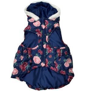 Pup Crew Floral Puffer Hooded Jacket. Size Large.